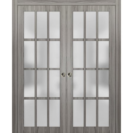SARTODOORS Double Pocket Interior Door, 56" x 96", Gray FELICIA3312DP-GA-5696